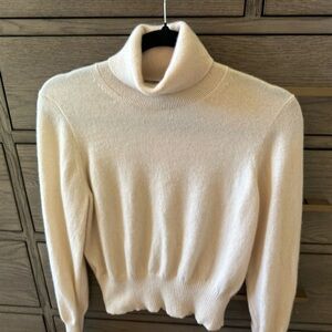 Lk new JCREW CASHMERE SWEATER. CROPPED TNECK ivory cream large org$158